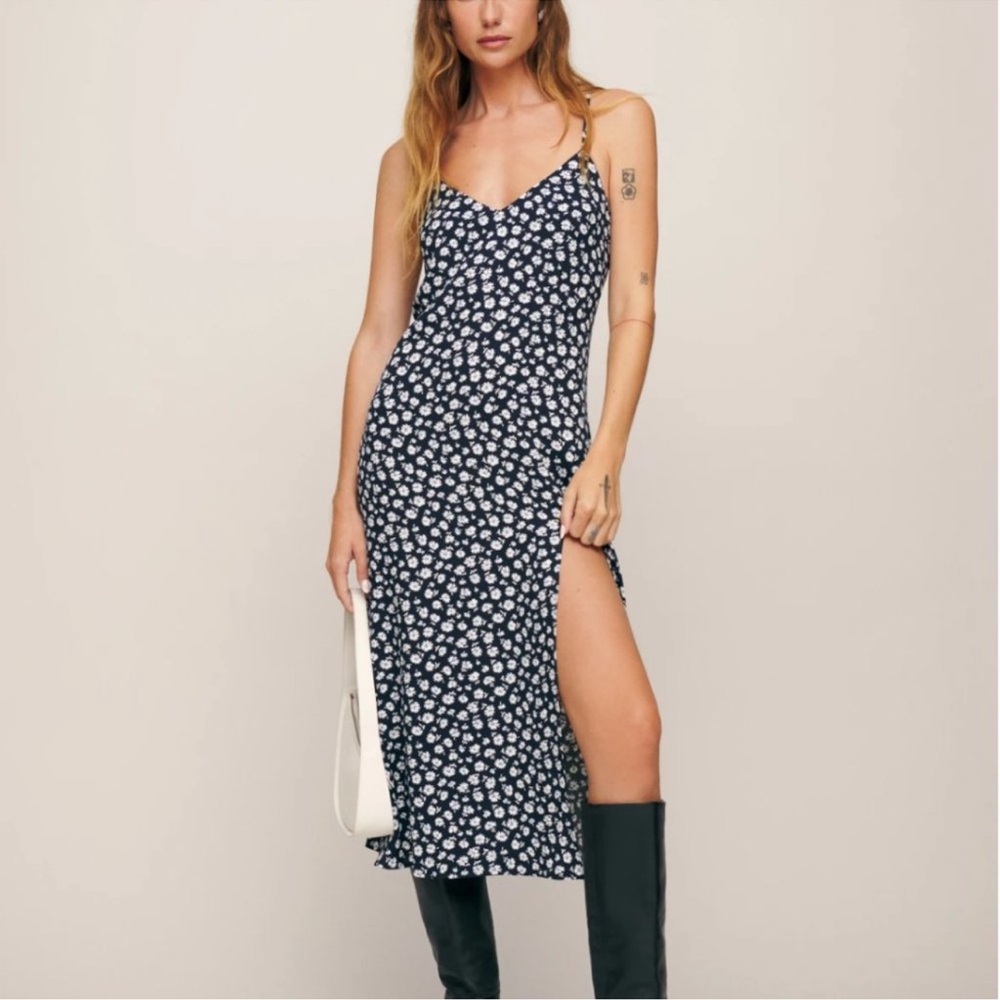 REFORMATION Crimini Dress Black Floral Size 2